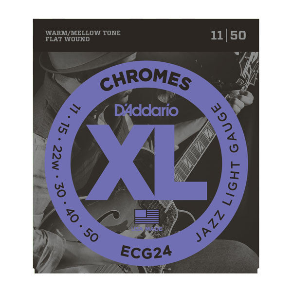 D'Addario ECG24 XL Chromes jazz light 11-50 Flat wound guitar strings (2 PACKS)