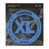 D'Addario ECG25 XL Chromes flatwound light gauge 12-52 electric guitar strings (2 PACKS)