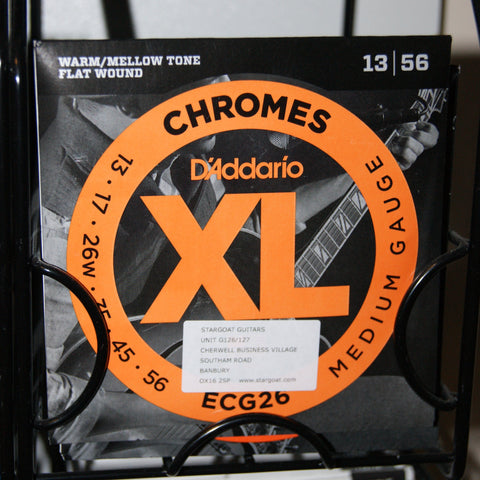 D'Addario ECG26 XL chromes medium gauge 13-56 flat wound electric guitar strings