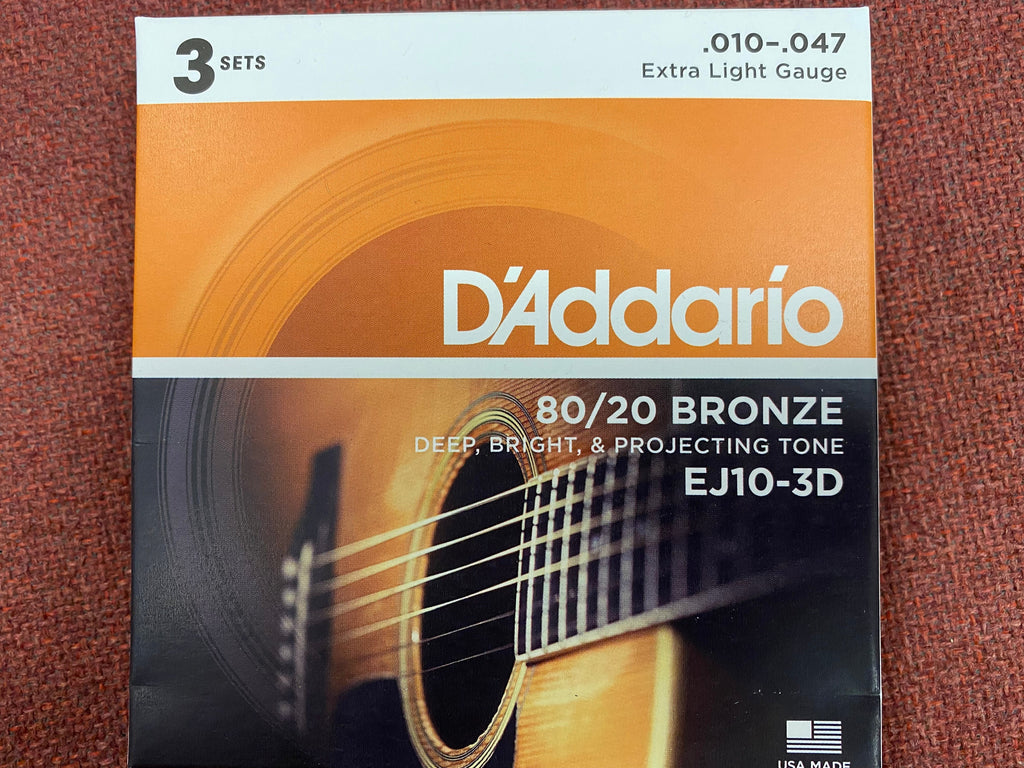 D'Addario EJ10 extra light acoustic guitar strings 10-47 (3 PACKS)