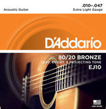 D'Addario EJ10 extra light acoustic guitar strings 10-47 (2 PACKS)