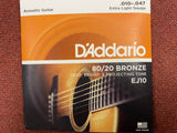 D'Addario EJ10 extra light acoustic guitar strings 10-47