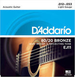 D'Addario EJ11 light gauge acoustic guitar strings 12-53