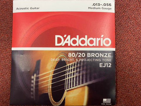D'Addario EJ12 medium 13-56 bronze acoustic guitar strings