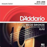 D'Addario EJ12 medium acoustic guitar strings 13-56 (2 PACKS)