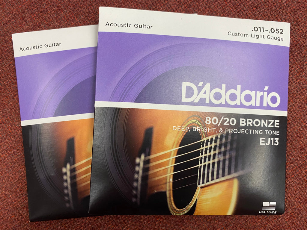 D'Addario EJ13 custom light acoustic guitar strings 11-52 (2 PACKS)