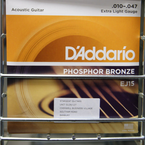 D'Addario EJ15 extra light acoustic guitar strings 10-47