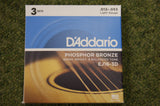 D'Addario EJ16-3D light gauge 12-53 acoustic guitar strings phosphor bronze triple pack