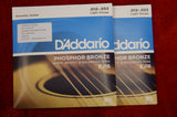D'Addario EJ16 light gauge 12-53 acoustic guitar strings phosphor bronze (2 PACKS)