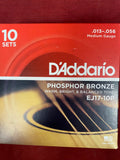 D'Addario EJ17 medium gauge 13-56 acoustic guitar strings - 10Pk