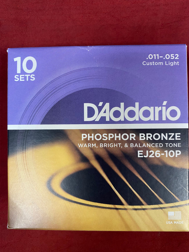 D'Addario EJ26 custom light acoustic guitar strings 11-52 - 10Pk