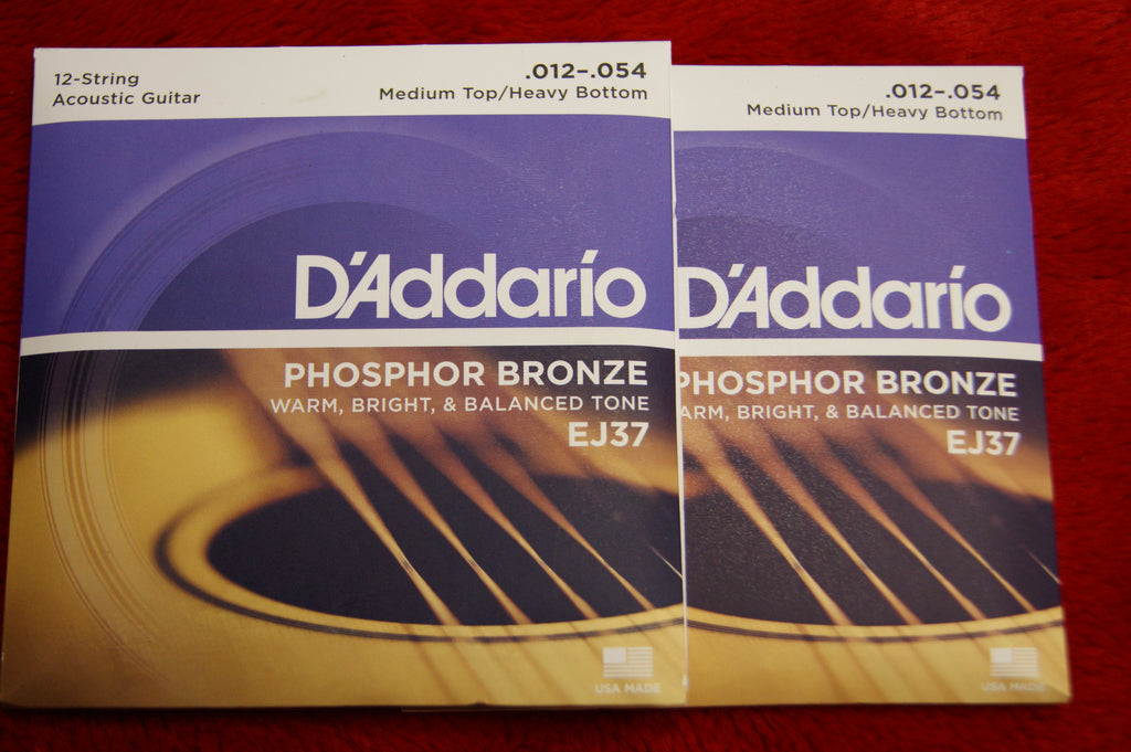 D'Addario EJ37 phosphor bronze 12 string guitar strings (2 PACKS)