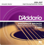 D'Addario EJ38H Nashville tuning acoustic guitar strings (2 PACKS)