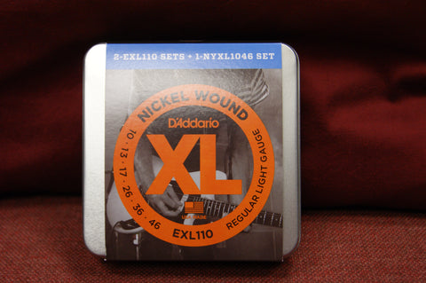D'Addario EXL110 gift tin set 2 x EXL110 + 1 x NYXL1046 set