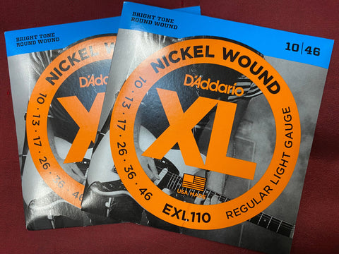 D'Addario EXL110 10-46 regular light gauge nickel wound electric guitar strings (2 PACKS)