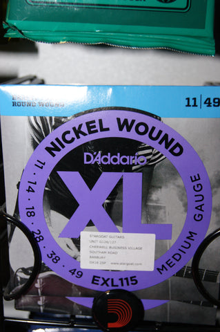D'Addario EXL115 blues/jazz rock electric guitar strings 11-49 nickel round wound (2 PACKS)
