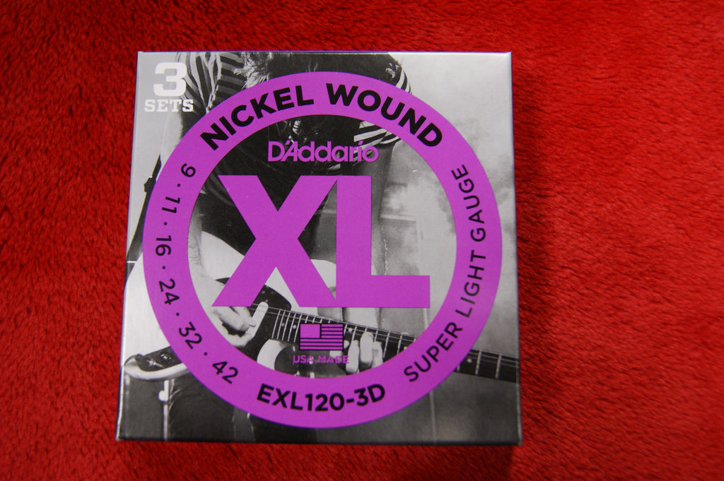 D'Addario EXL120-3D electric 9-42 gauge nickel wound guitar strings (TRIPLE PACK)