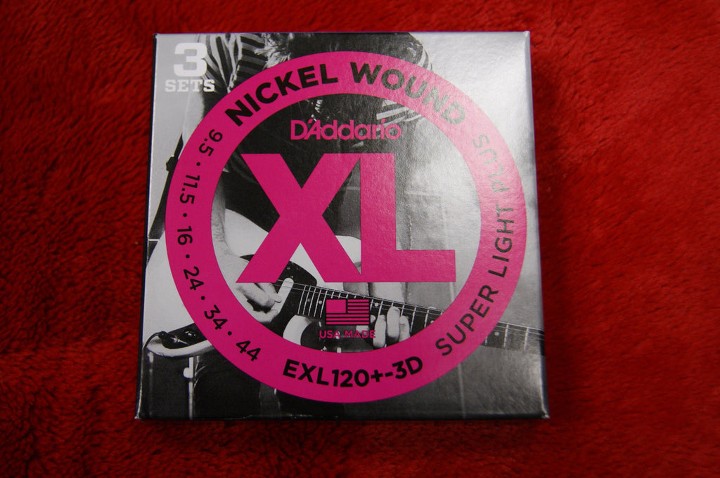 D'Addario EXL120+ XL nickel wound super light plus electric guitar strings .0095 - .044 (TRIPLE PACK)