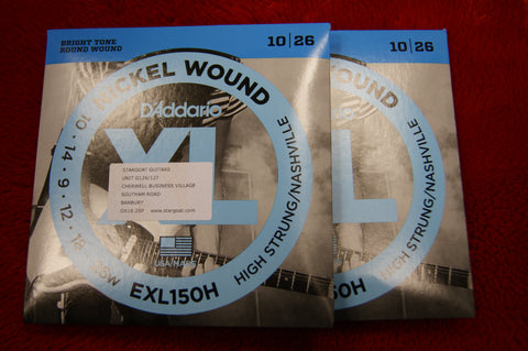 D'Addario EXL150H high strung/Nashville tuning nickel wound electric guitar strings 10.14.09.12.18.26 (2 PACKS)