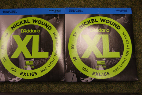 D'Addario EXL165 nickel wound long scale 45-105 bass guitar strings (2 PACKS)
