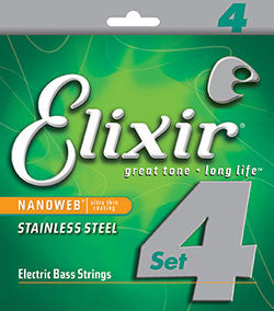 Elixir 14677 Nanoweb electric bass guitar strings 45-105