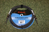 Guitar lead by Kirlin 10ft braided fabric silver/black