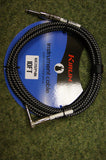 Guitar lead by Kirlin 10ft fabric black/silver R/A