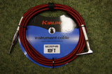 Guitar lead by Kirlin 10ft fabric Red/Black R/A