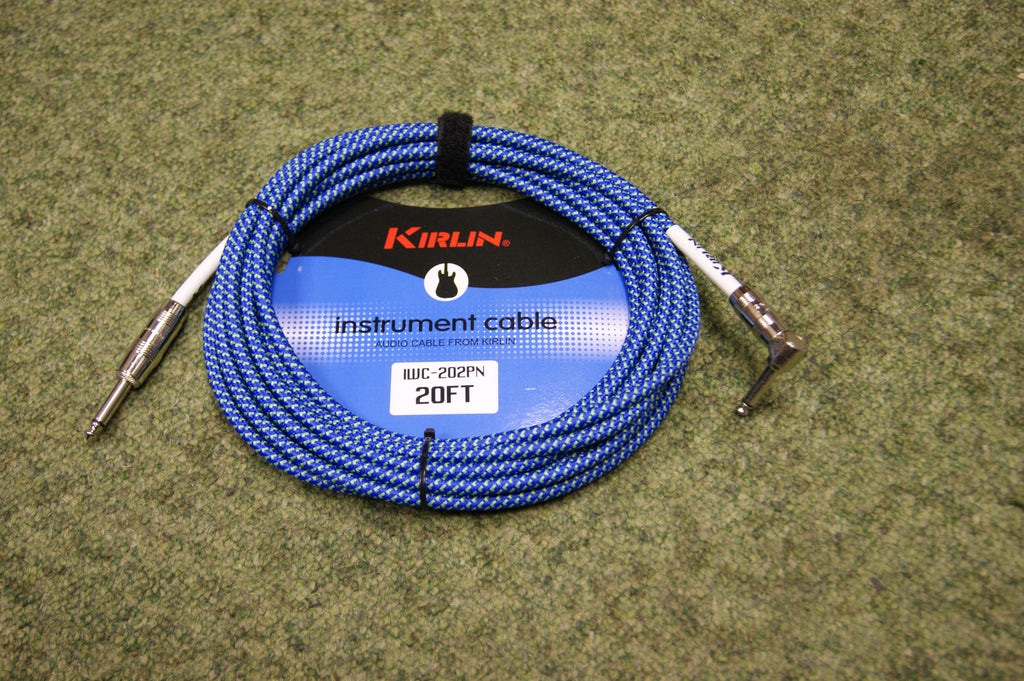 Guitar lead by Kirlin 20ft fabric blue/green