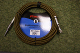 Guitar lead by Kirlin 20ft fabric Yellow/Black R/A jack