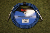 Guitar lead by Kirlin 10ft fabric blue/green R/A