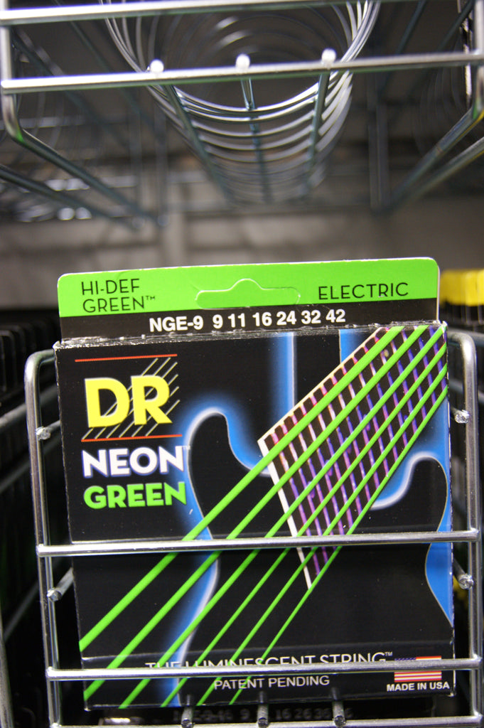 DR Neon NGE-9 Green coated electric guitar strings 9-42