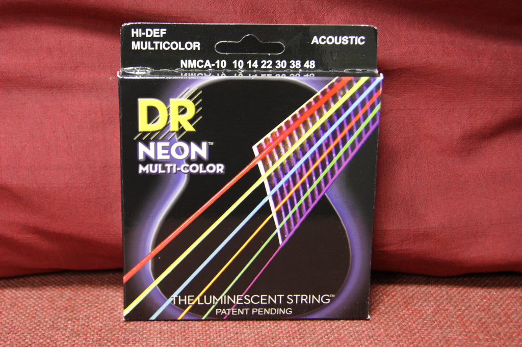 DR Neon NMCA-10 multi colour coated acoustic guitar strings 10-48