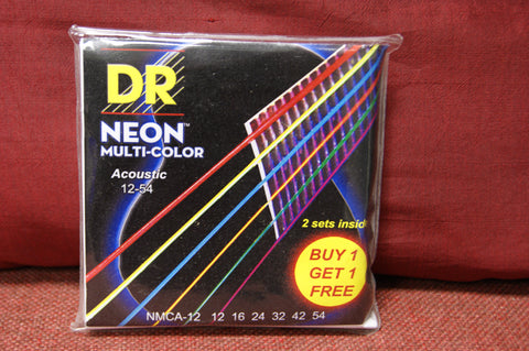 DR Neon NMCA-12 multi colour acoustic guitar strings 12-54 (BOGOF pack)
