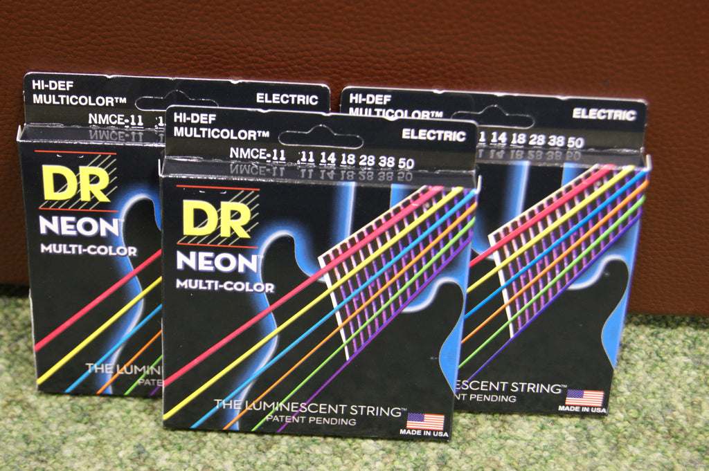 DR Neon NMCE-11 multi colour electric guitar strings 11-50 (3 PACKS)
