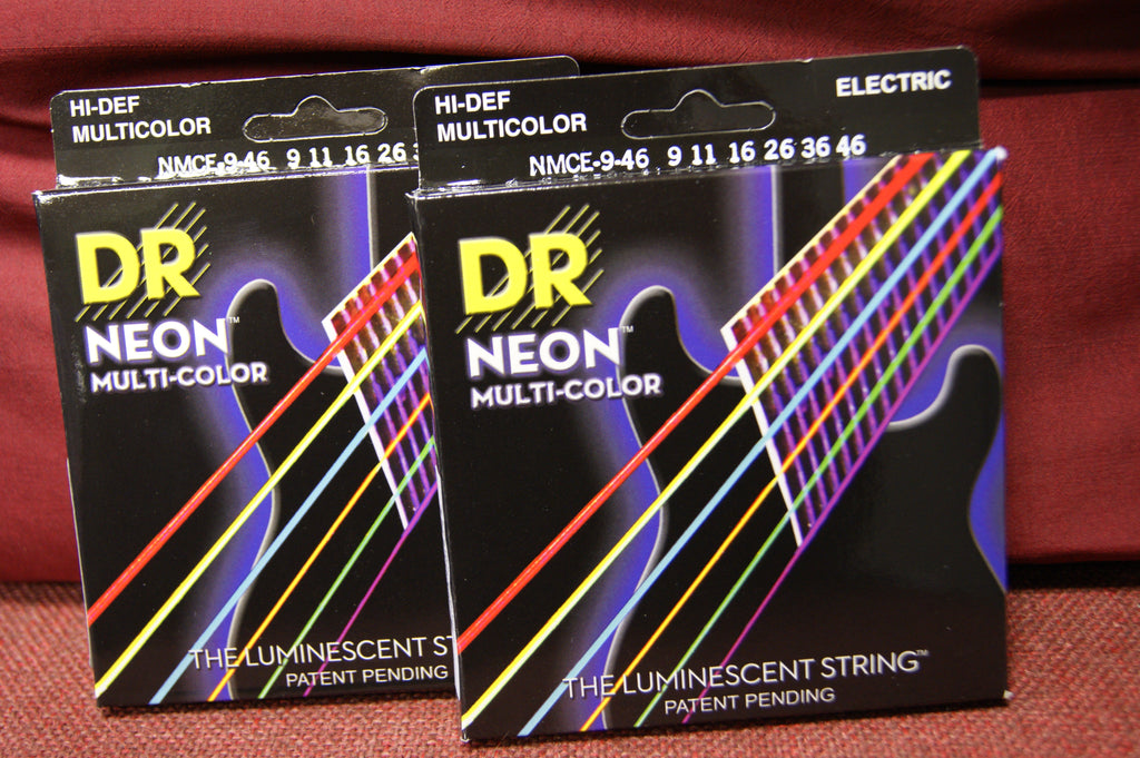 DR Neon NMCE9-46 multi colour electric guitar strings 9-46 (2 PACKS)