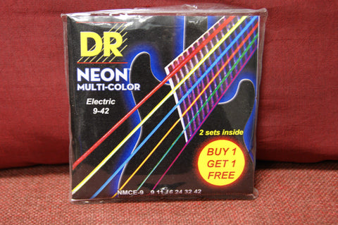 DR Neon NMCE-9 multi colour electric guitar strings 9-42 (BOGOF)