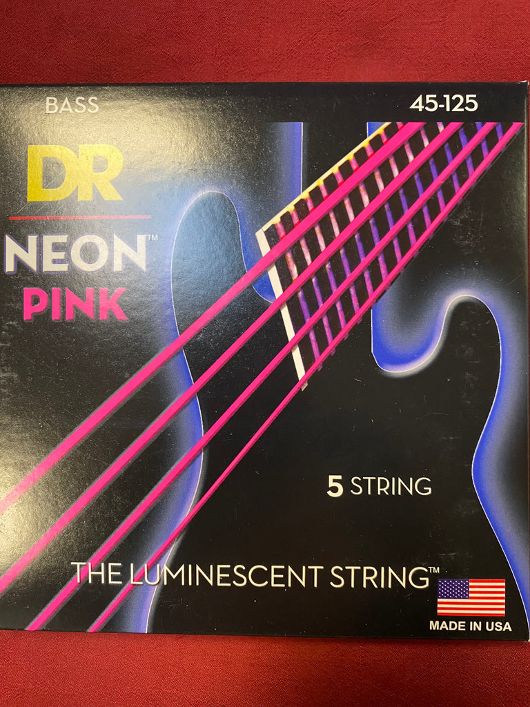 DR Neon NPB5-45 Hi Def pink bass guitar strings 45-125