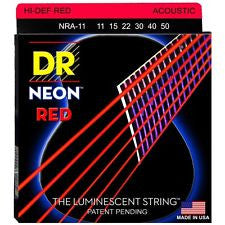 DR Neon NRA-11 red coated acoustic guitar strings 11-50