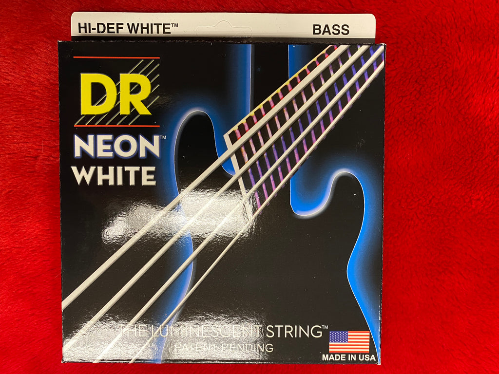 DR Neon NWB-40 white UV reflective bass guitar strings light 40-100