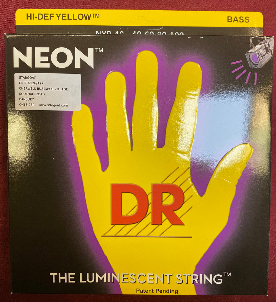 DR Neon NYB-40 yellow luminous light bass guitar strings 40-100