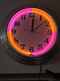 Wall clock with neon colour changing