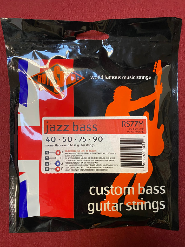 Rotosound RS 77M jazz bass monel flatwound bass guitar strings 40-90