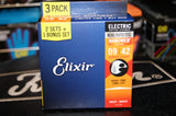 Elixir E16540 Nanoweb 9-42 electric guitar strings triple pack
